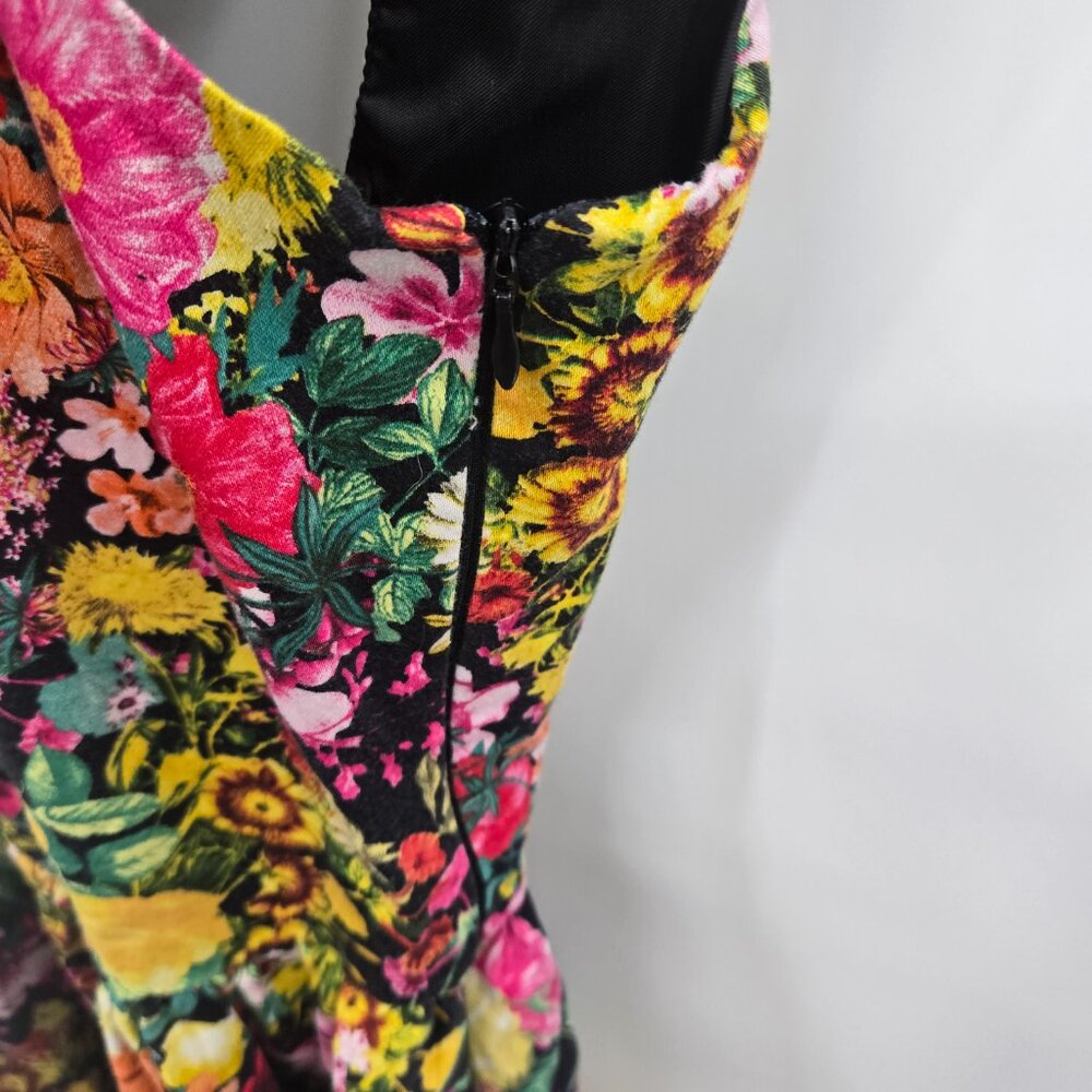 Zara Basic Black Floral Butterfly Fit and Flare Sleeveless Mini Dress Size Small - Picture 3 of 13